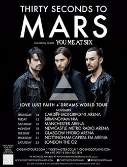 30 Seconds To Mars Love Lust Faith Dreams World Tour Poster 