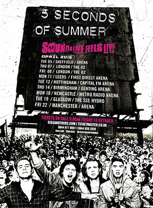 5 Seconds of Summer - 2016 UK Tour Poster