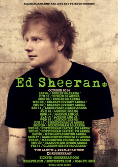 Ed Sheeran 2014 UK Tour Poster