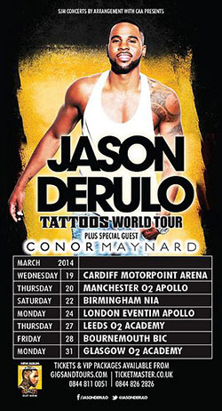 Jason Derulo - 2014 Tattoos UK Tour Poster