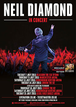 Neil Diamond 2015 UK Arena Tour Poster