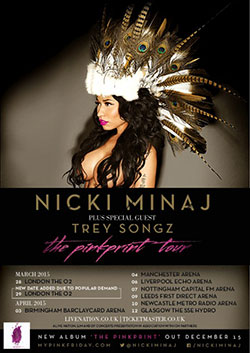 Nicki Minaj - The Pinkprint - 2015 UK Tour Poster