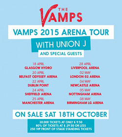 The Vamps 2015 UK Arena Tour Poster